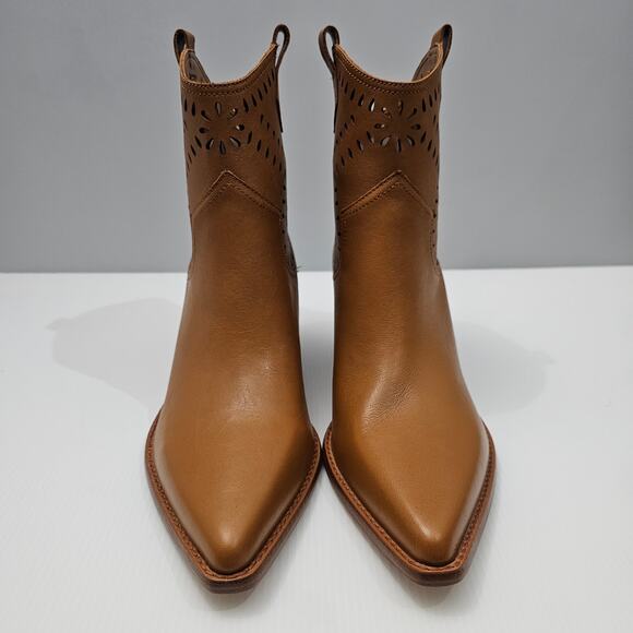 NEW Marc Fisher LTD Elyma Ankle Boot Womens 10 Tan Leather Western Pointed Toe - Picture 4 of 13